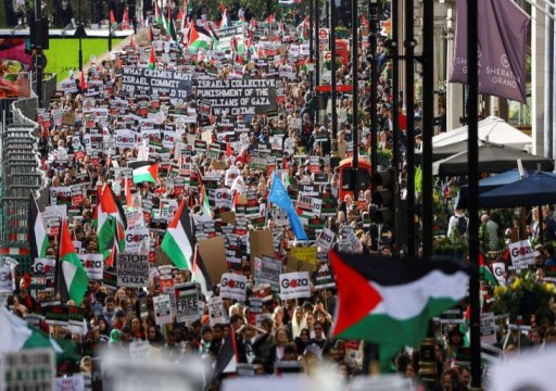 لندن تشهد مظاهرة حاشدة رفضا للحرب الإسرائيلية على غزة